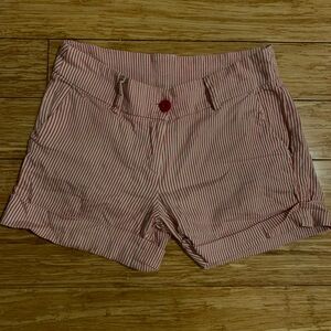 Red and White Striped Bermuda Shorts